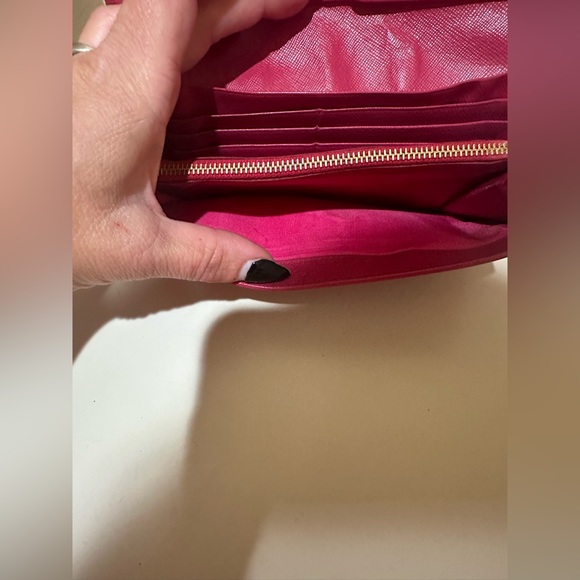 Prada Saffiano Pink Bow Snap Long Wallet - Picture 9 of 15
